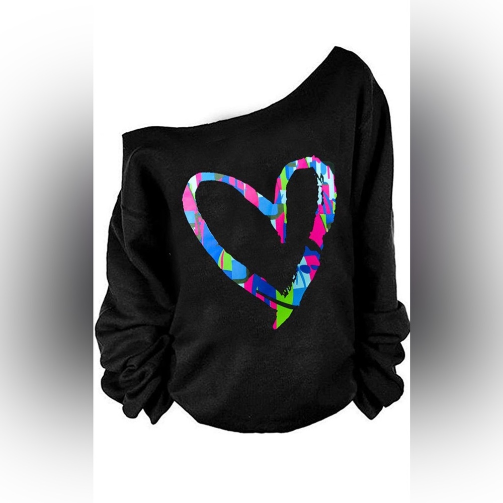 New No Tag Sweatshirt Off The Shoulder Long Sleeve Loose Slouchy Top